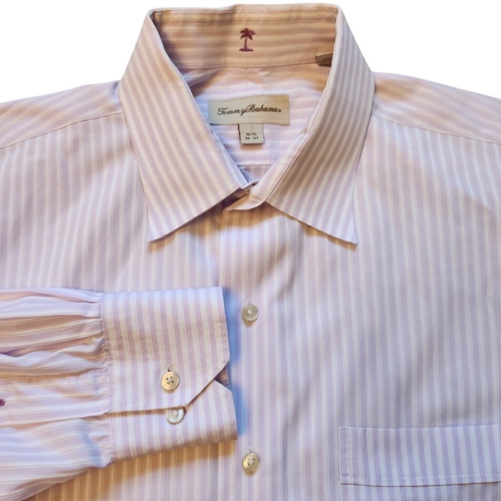 Tommy Bahama Mens 16 1/2 36-37 Striped Button Up Dress‎ Shirt  Long Sleeve